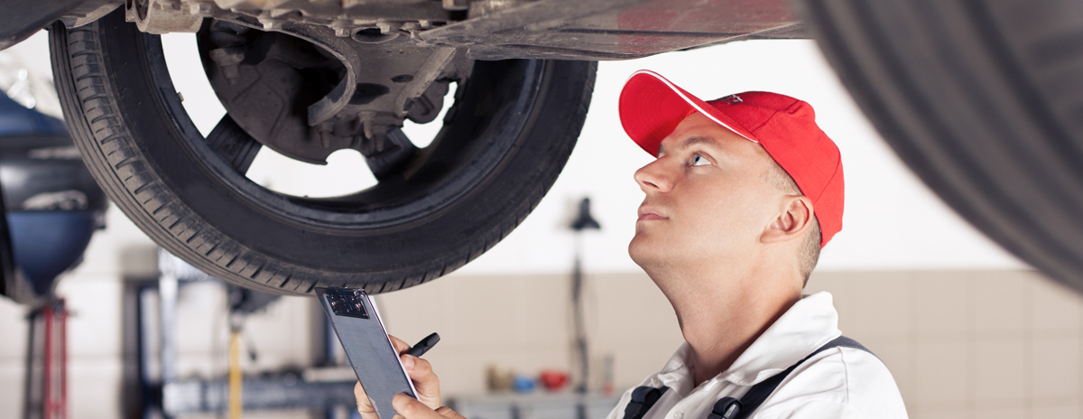 Technician undertaking Car MOT Testing